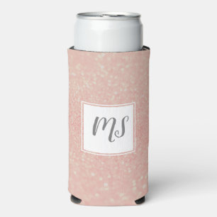 Girly Glitzer Monogram erste Rose Gold Selters Dosenkühler