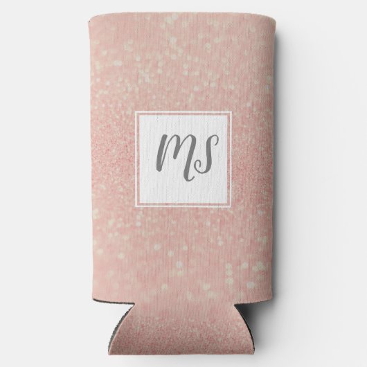 Girly Glitzer Monogram erste Rose Gold Selters Dosenkühler (Rückseite)
