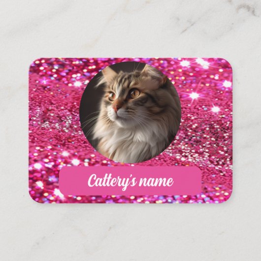 Girly Glitzer Pink Custom Business Card Catterery Visitenkarte (Vorderseite)