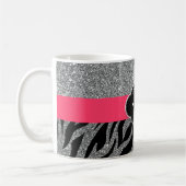 Girly Glitzer Silver Pink Zebra Ihre Initialen hin Kaffeetasse (Links)