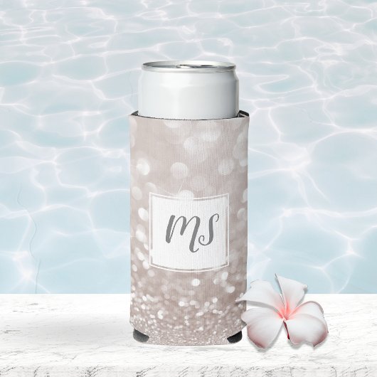 Girly Glitzer Sparkle Glam Initial Monogram Selters Dosenkühler