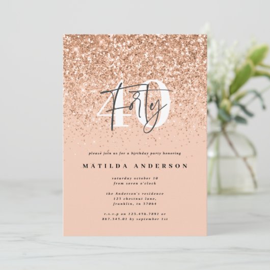 Girly Glitzer strahlt moderne 40. Geburtstag (Stehend Vorderseite)