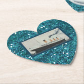 Girly Glitzer Titanic Deep Blue Sparkle Herz Untersetzer (angewinkelt)