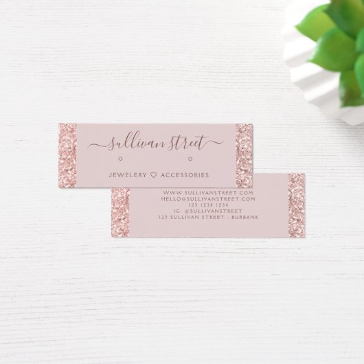 Girly Glitzer Tropfen Ohrringe Schmuckanzeigekarte (Schreibtisch)