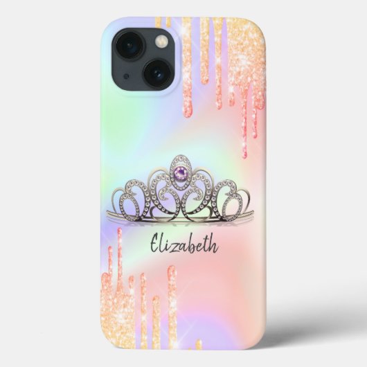 Girly Glitzer Tropfens Ombre Tiara Holographic Case-Mate iPhone Hülle (Rückseite)