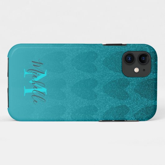 Girly Glitzer Turqouise herts Case-Mate iPhone C Hülle (Rückseite (Horizontal))