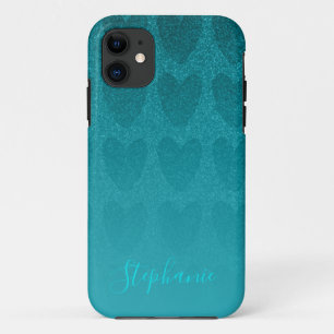 Girly Glitzer Turqouise Herzen Case-Mate iPhone Hülle