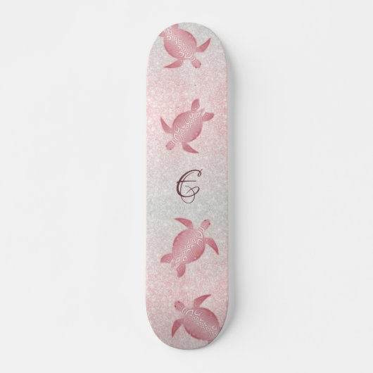 Girly Glitzer Turtles Monogram Coastal Skateboard (Vorne)