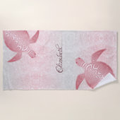 Girly Glitzer Turtles Monogram Coastal Strandtuch (Vorderseite)