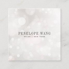 Girly Glitzer Whimsy White Bokeh Quadratische Visitenkarte