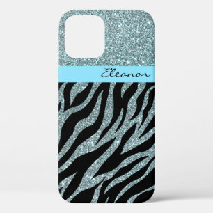 Girly Glitzer Zebra Animal Print Muster Aquamarin Case-Mate iPhone Hülle