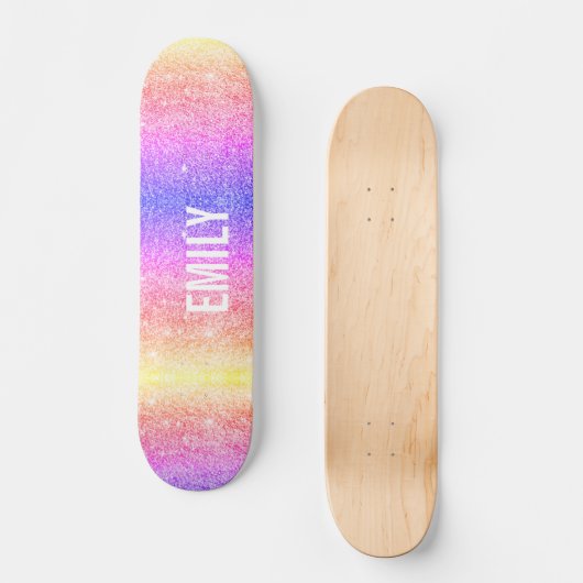 Girly Glitzern Rainbow Skateboard (Vorderseite)