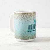 Girly Glitzy Aqua Türkis Glitzer Unicorquote Kaffeetasse (Vorderseite Links)