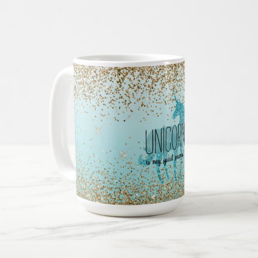 Girly Glitzy Aqua Türkis Glitzer Unicorquote Kaffeetasse (Vorderseite Links)