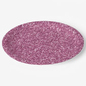 Girly Glitzy Pink Glitzer Pappteller (Schrägansicht)