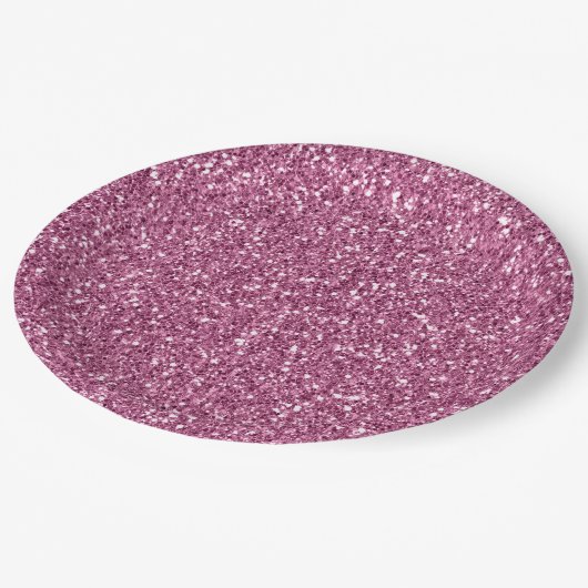 Girly Glitzy Pink Glitzer Pappteller (Schrägansicht)
