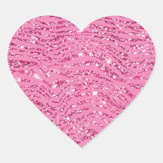 Girly Glitzy Pink Glitzer Zebra Herz-Aufkleber (Vorderseite)