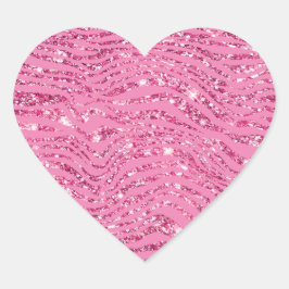 Girly Glitzy Pink Glitzer Zebra Herz-Aufkleber