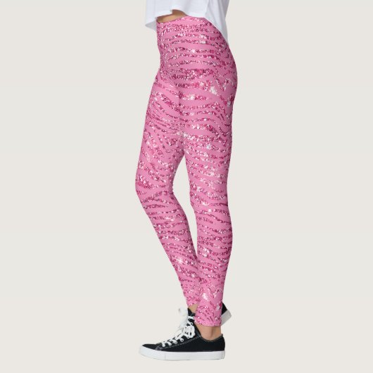 Girly Glitzy Pink Glitzer Zebra Leggings (Links)