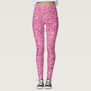 Girly Glitzy Pink Glitzer Zebra Leggings