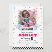 Girly Go Kart Birthday Einladung (Vorderseite)