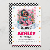 Girly Go Kart Birthday Einladung (Vorne/Hinten)