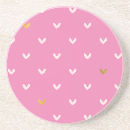 Girly Gold Blush Rosa Herz Getränkeuntersetzer (Vorne)