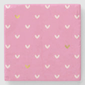 Girly Gold Blush Rosa Herz Steinuntersetzer (Vorderseite)