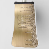 Girly Gold Brushed Metal Dripping Glitzer Name Golf Headcover (Rotieren 90)