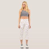 Girly Gold Dots Confetti Weißes Design Capri Leggings (Vorderseite)