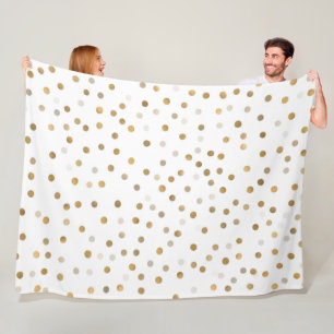 Girly Gold Dots Confetti Weißes Design Fleecedecke