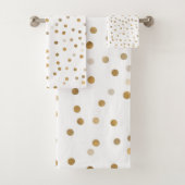 Girly Gold Dots Confetti White Design Badhandtuch Set (Insitu)