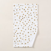 Girly Gold Dots Confetti White Design Badhandtuch Set (Handtuch)
