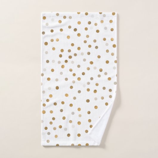 Girly Gold Dots Confetti White Design Badhandtuch Set (Handtuch)