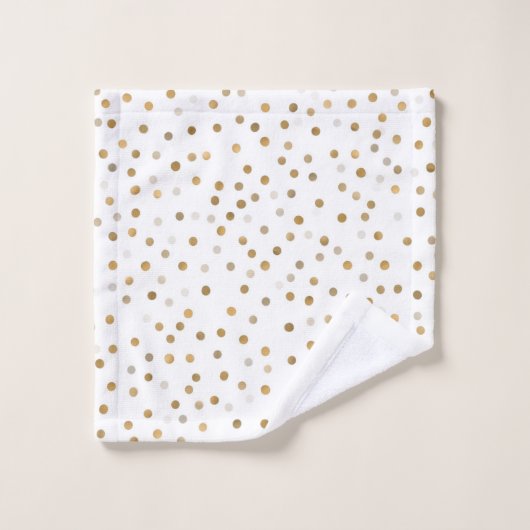Girly Gold Dots Confetti White Design Badhandtuch Set (Waschlappen)