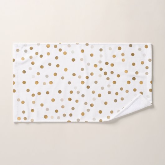 Girly Gold Dots Confetti White Design Badhandtuch Set (Handtuch)