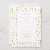 Girly Gold Dots Confetti White Design Einladung (Vorderseite)