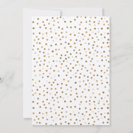 Girly Gold Dots Confetti White Design Einladung (Rückseite)