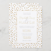 Girly Gold Dots Confetti White Design Einladung (Vorne/Hinten)