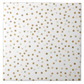 Girly Gold Dots Confetti White Design Fliese (Vorderseite)
