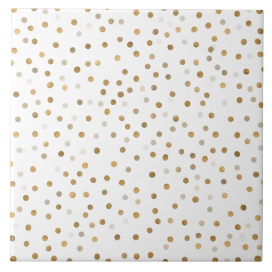 Girly Gold Dots Confetti White Design Fliese (Vorderseite)