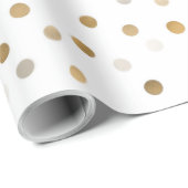 Girly Gold Dots Confetti White Design Geschenkpapier (Rolleneckpunkt)