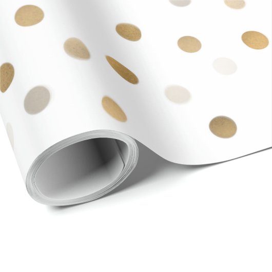 Girly Gold Dots Confetti White Design Geschenkpapier (Rolleneckpunkt)