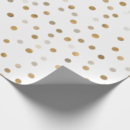 Girly Gold Dots Confetti White Design Geschenkpapier (Ecke)