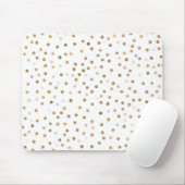 Girly Gold Dots Confetti White Design Mousepad (Mit Mouse)