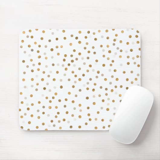 Girly Gold Dots Confetti White Design Mousepad (Mit Mouse)