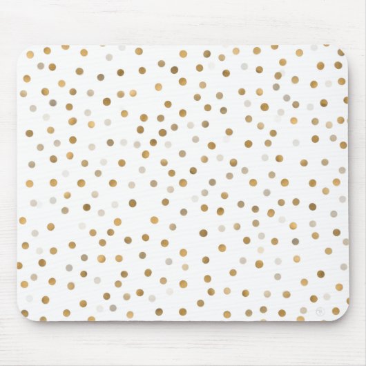 Girly Gold Dots Confetti White Design Mousepad (Vorne)
