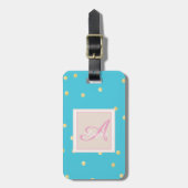 Girly Gold Dots Monogram Personalisiert Gepäckanhänger (Vorderseite vertikal)