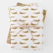 Girly Gold Glam Glitzer Eyelashes Geschenkpapier Set (Beispiel)