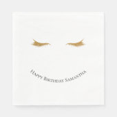 Girly Gold Glam Glitzer Eyelashes Serviette (Vorderseite)